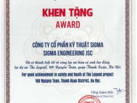 Sigma was honored to receive the certificate of Occupational Health and Safety at The Legend project